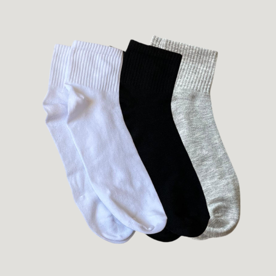Men - Mid-Length Light (خفيف) Cotton Socks - Pack of 3 Pairs - عبوة تحتوي على 3 أزواج