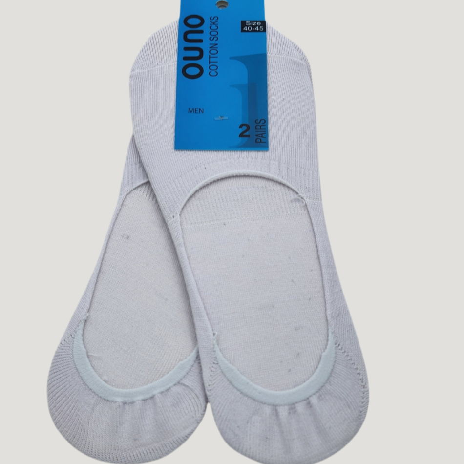 Men - White Invisible Premium (عالي الجودة) Cotton Socks - Pack of 2 Pairs - عبوة تحتوي على زوجين