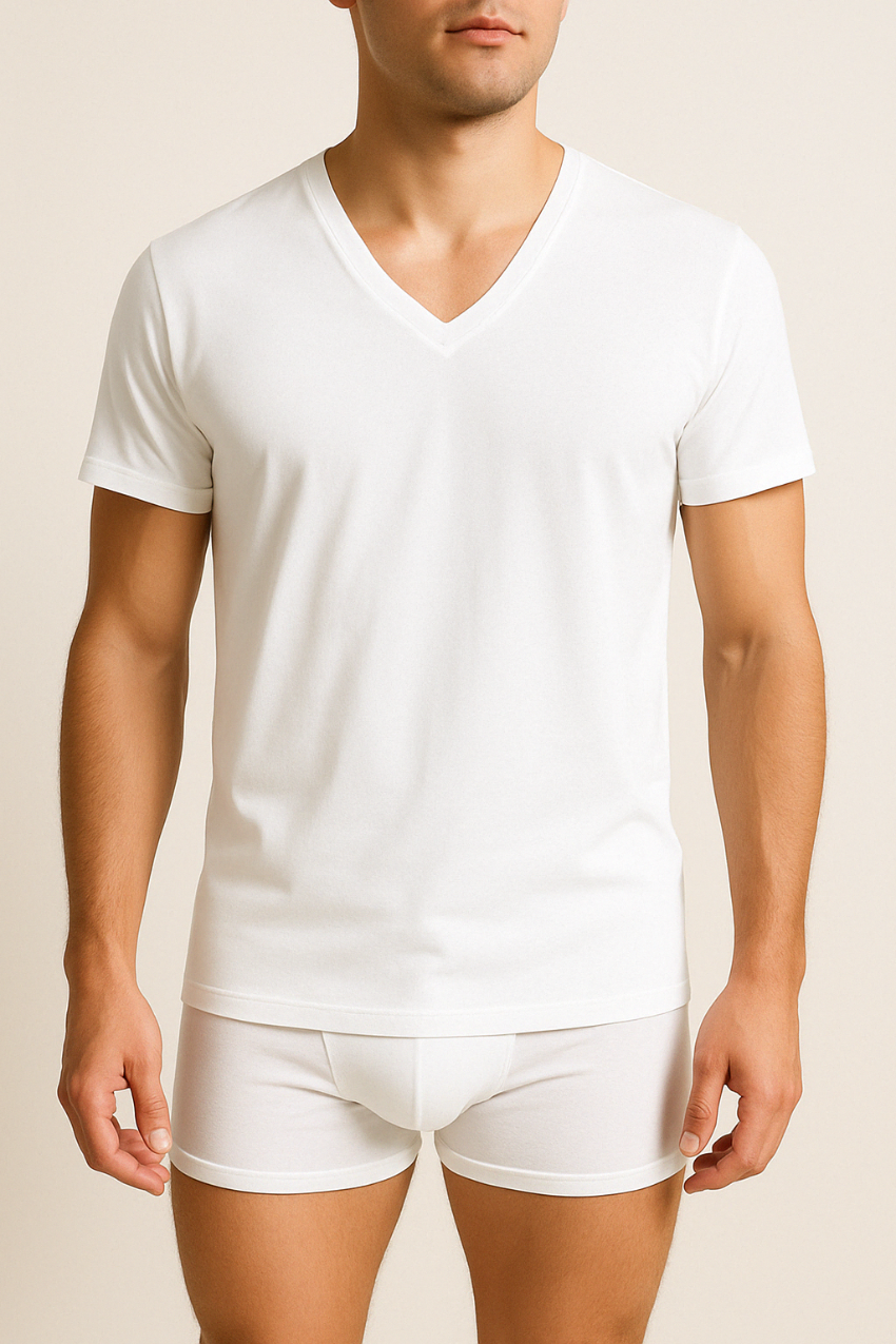 Premium Cotton V-Neck Half-sleeve Undershirt - رقبة V أندرشيرت نصف كم