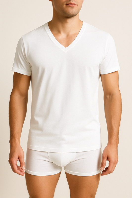 Premium Cotton V-Neck Half-sleeve Undershirt - رقبة V أندرشيرت نصف كم