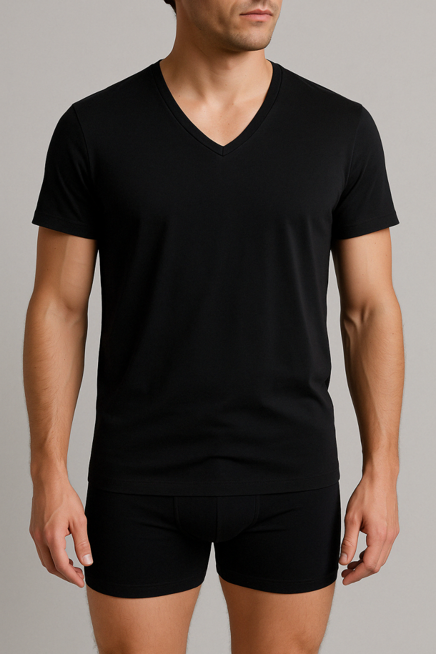 Premium Cotton V-Neck Half-sleeve Undershirt - رقبة V أندرشيرت نصف كم