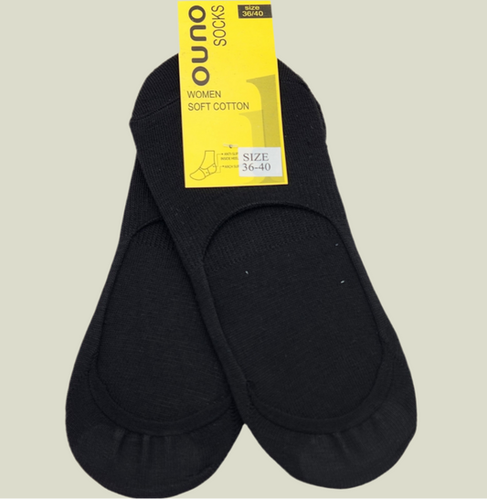 Women - Black Invisible Premium (عالي الجودة) Cotton Socks - Pack of 2 Pairs - عبوة تحتوي على زوجين